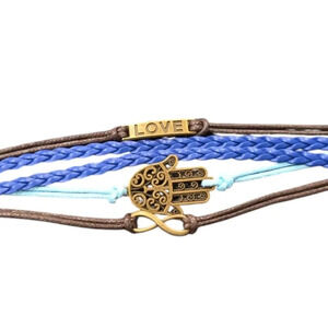 Love Charm Faux Leather Multi-layered Bracelet